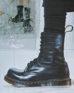Dr. Martens Tall And Knee High Boots|Boots*1490 / 1461 MM6 Leather Lace Up Boots in Black Black — VINTAGE SMOOTH+VIRGINIA