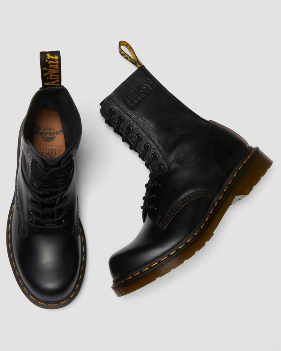 Dr. Martens Tall And Knee High Boots|Boots*1490 / 1461 MM6 Leather Lace Up Boots in Black Black — VINTAGE SMOOTH+VIRGINIA