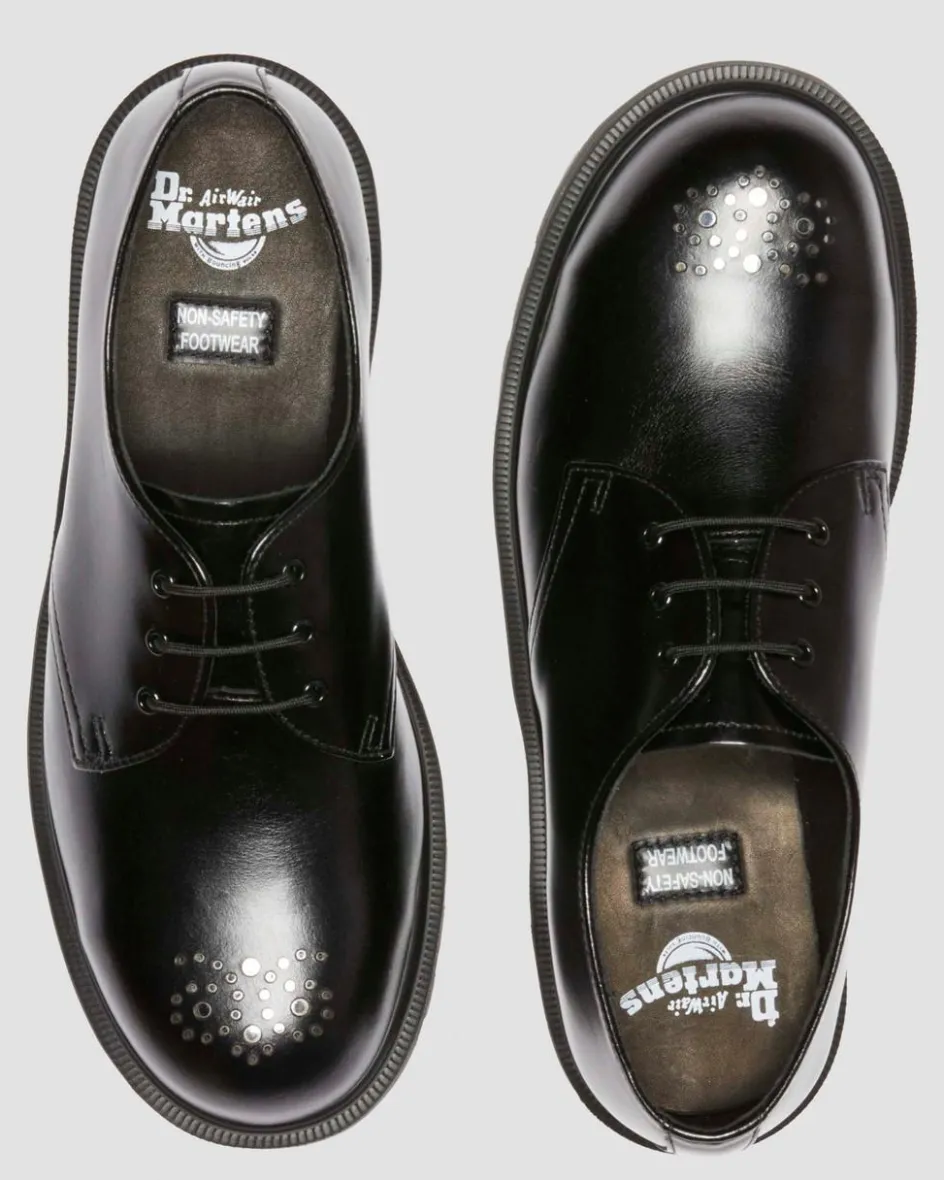 Dr. Martens Last Chance Styles|Last Chance Styles*1461 Analine Leather Steel Toe Shoes in Black Black — Analine