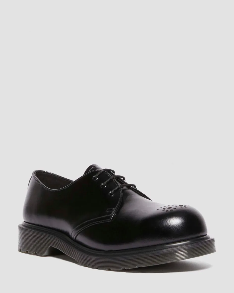 Dr. Martens Last Chance Styles|Last Chance Styles*1461 Analine Leather Steel Toe Shoes in Black Black — Analine