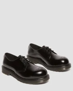 Dr. Martens Last Chance Styles|Last Chance Styles*1461 Analine Leather Steel Toe Shoes in Black Black — Analine