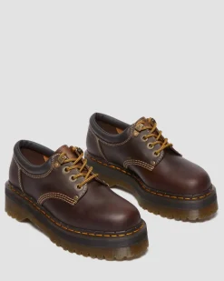 Dr. Martens Originals|Stand Tall: Platform Shoes*8053 Arc Crazy Horse Leather Platform Casual Shoes in Dark Brown Dark Brown — Crazy Horse