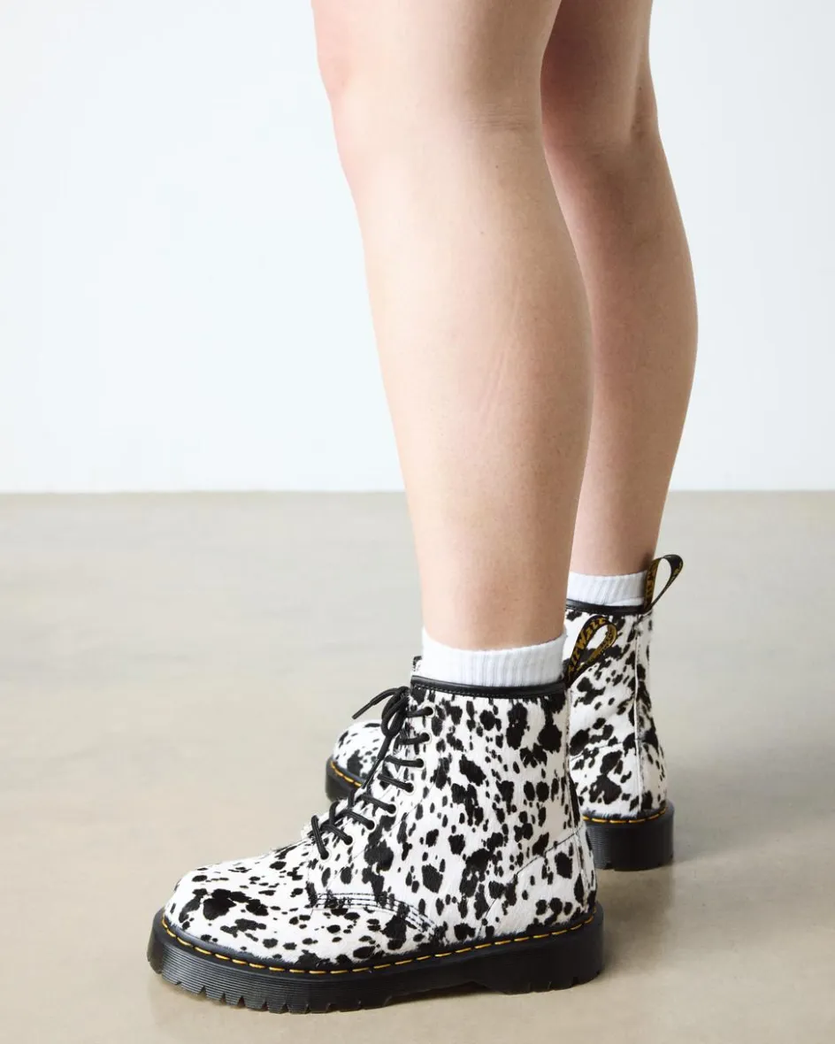 Dr. Martens New And Featured|Boots*1460 Bex Dalmatian Hair On Leather Boots in Cream & Black Cream & Black — Dalmatian Print Hair On