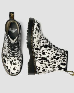 Dr. Martens New And Featured|Boots*1460 Bex Dalmatian Hair On Leather Boots in Cream & Black Cream & Black — Dalmatian Print Hair On