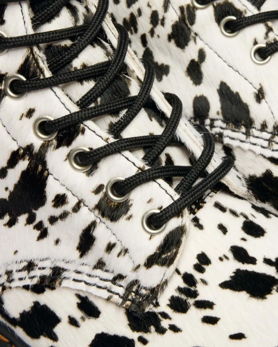 Dr. Martens New And Featured|Boots*1460 Bex Dalmatian Hair On Leather Boots in Cream & Black Cream & Black — Dalmatian Print Hair On