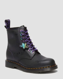 Dr. Martens Collaborations|Collaborations*1460 BT21 Leather Lace Up Boots in Black Black — Nappa Leather