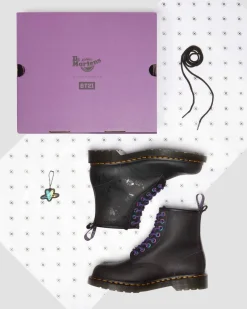 Dr. Martens Collaborations|Collaborations*1460 BT21 Leather Lace Up Boots in Black Black — Nappa Leather
