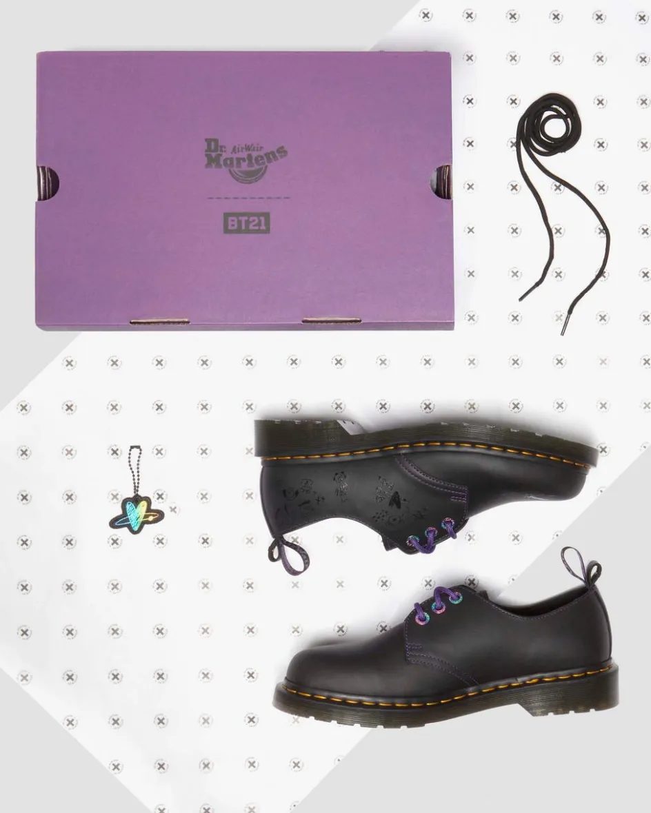 Dr. Martens Collaborations|Collaborations*1461 BT21 Leather Oxford Shoes in Black Black — Nappa Leather