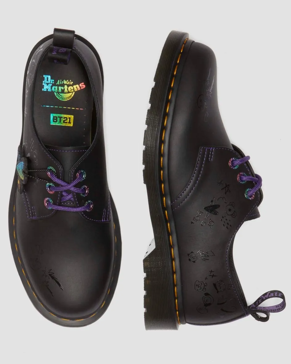 Dr. Martens Collaborations|Collaborations*1461 BT21 Leather Oxford Shoes in Black Black — Nappa Leather