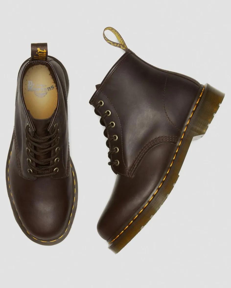Dr. Martens Last Chance Styles*101 Crazy Horse Leather Ankle Boots in Dark Brown Dark Brown — Crazy Horse