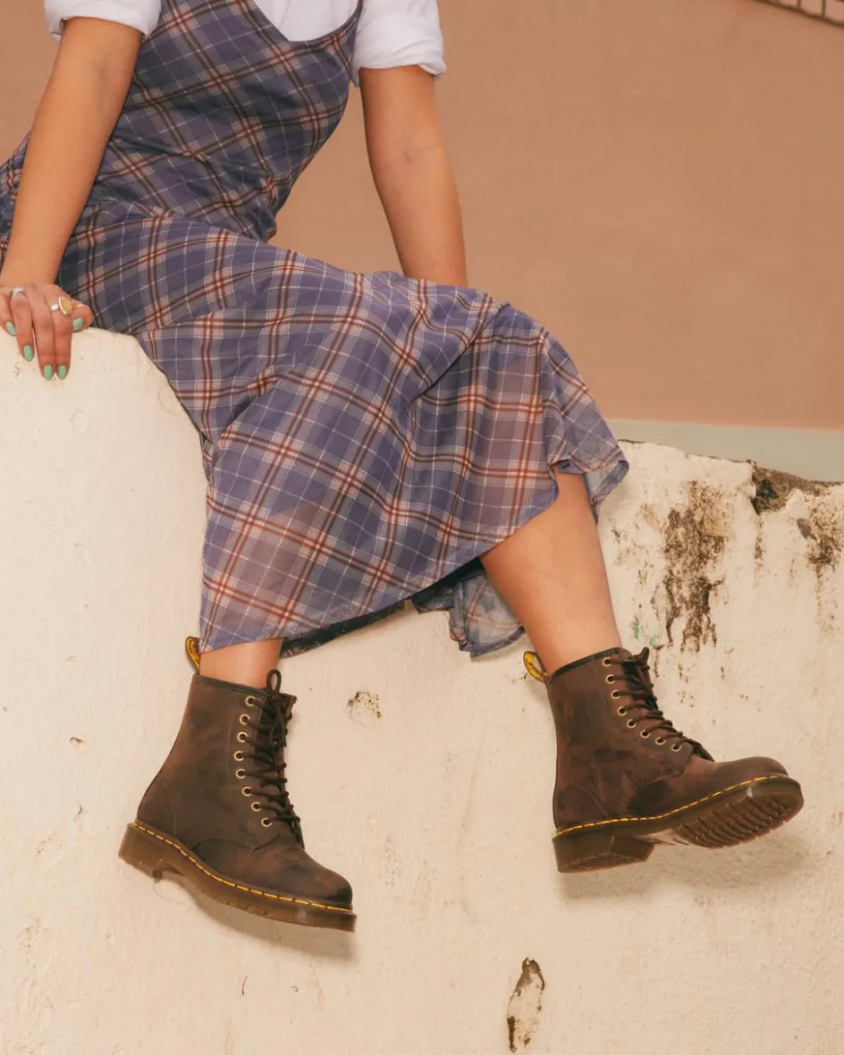 Dr. Martens Originals|New And Featured*1460 Crazy Horse Leather Lace Up Boots in Brown Brown — Crazy Horse