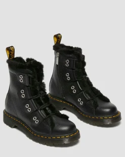 Dr. Martens Winter Boots|Last Chance Styles*1460 Faux Fur Lined Leather Lace Up Boots in Black