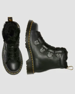 Dr. Martens Winter Boots|Last Chance Styles*1460 Faux Fur Lined Leather Lace Up Boots in Black