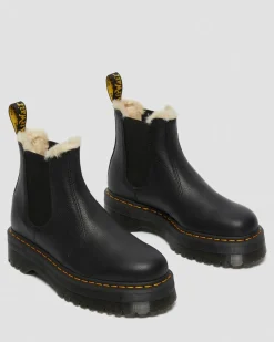 Dr. Martens Boots|Chelsea Boots*2976 Faux Fur Lined Platform Chelsea Boots in Black Black — Pisa