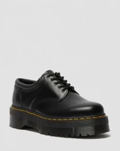 Dr. Martens Stand Tall: Platform Shoes|Shoes*8053 Leather Platform Casual Shoes in Black Black — Polished Smooth