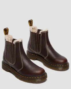 Dr. Martens Winter Boots|Brown & Tan Boots And Shoes*2976 Leonore II Faux Fur Lined Grizzly Leather Chelsea Boots in Dark Brown Dark Brown — Grizzly