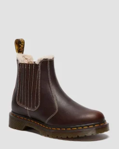 Dr. Martens Winter Boots|Brown & Tan Boots And Shoes*2976 Leonore II Faux Fur Lined Grizzly Leather Chelsea Boots in Dark Brown Dark Brown — Grizzly