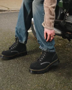 Dr. Martens Last Chance Styles|Last Chance Styles*1460 Made in England Emboss Suede Lace Up Boots in Black