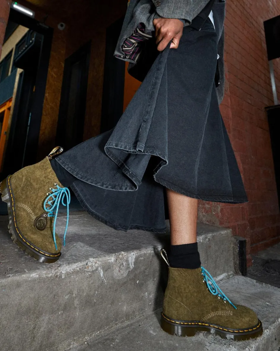 Dr. Martens Last Chance Styles|Last Chance Styles*101 Made in England Hardware Suede Ankle Boots in OLIVE