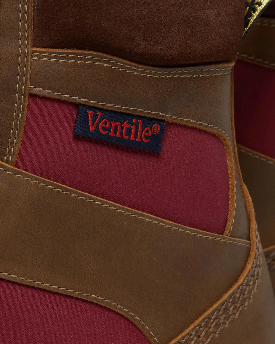 Dr. Martens Last Chance Styles|Last Chance Styles*1460 Made in England Padded Panel Lace Up Boots in Brown Brown+Oxblood — Dockyard+Ventile+E.H. Suede