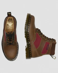 Dr. Martens Last Chance Styles|Last Chance Styles*1460 Made in England Padded Panel Lace Up Boots in Brown Brown+Oxblood — Dockyard+Ventile+E.H. Suede