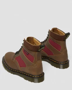 Dr. Martens Last Chance Styles|Last Chance Styles*1460 Made in England Padded Panel Lace Up Boots in Brown Brown+Oxblood — Dockyard+Ventile+E.H. Suede