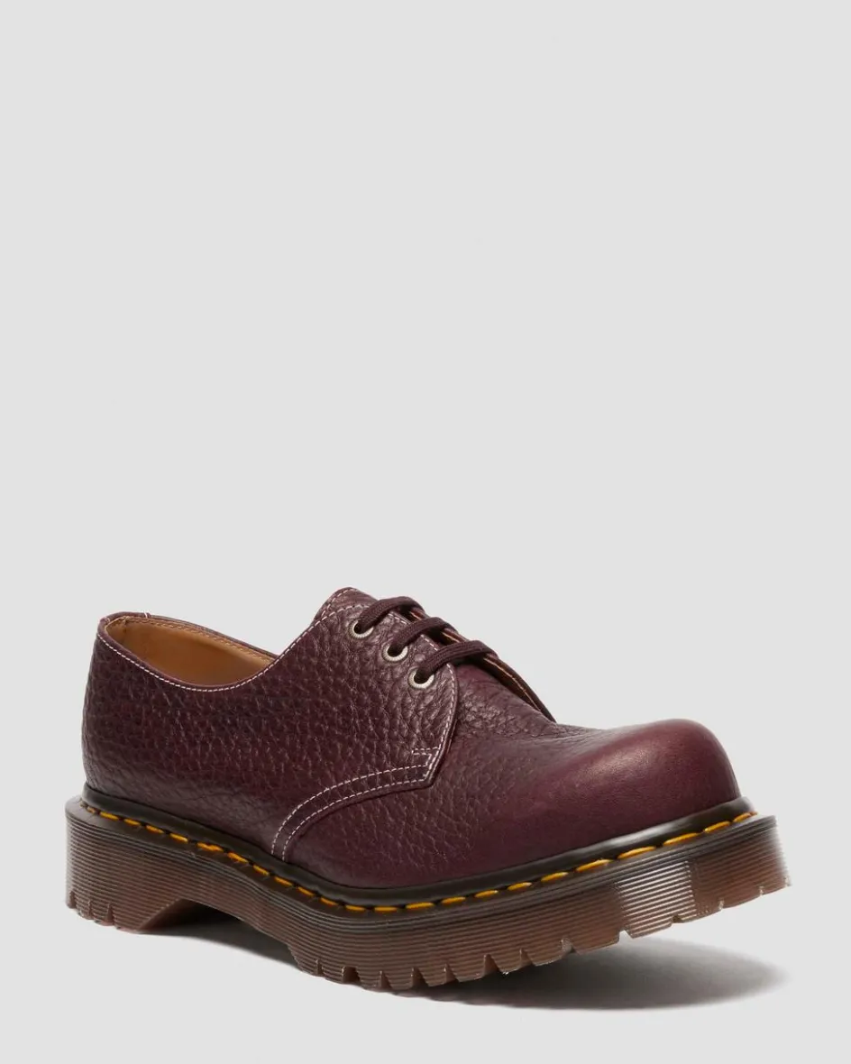 Dr. Martens Last Chance Styles|Last Chance Styles*1461 Made In England Soft Boa Embossed Leather Bump Toe Shoes in RICH BURGUNDY