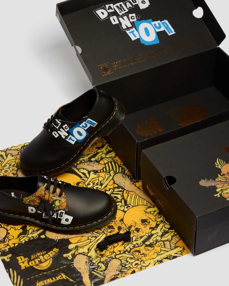 Dr. Martens Shoes|New And Featured*1461 Metallica Shoes in White WHITE+MULTI — Backhand+Metallica Damage Tour Print