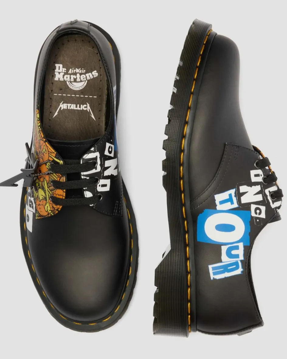 Dr. Martens Shoes|New And Featured*1461 Metallica Shoes in White WHITE+MULTI — Backhand+Metallica Damage Tour Print