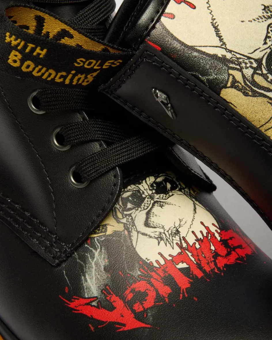 Dr. Martens New And Featured|Boots*1460 Metallica Skull Lightning in White & Multi White & Multi — Backhand+Metallica Skull Lightning Print