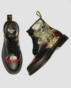 Dr. Martens New And Featured|Boots*1460 Metallica Skull Lightning in White & Multi White & Multi — Backhand+Metallica Skull Lightning Print