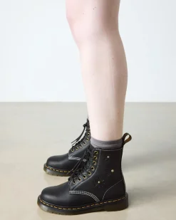 Dr. Martens New And Featured|Floral Styles*1460 Pascal Flower Grizzly Leather Boots in Black Black — Grizzly