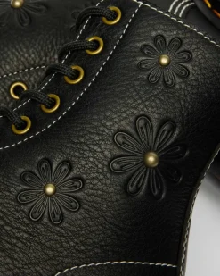 Dr. Martens New And Featured|Floral Styles*1460 Pascal Flower Grizzly Leather Boots in Black Black — Grizzly
