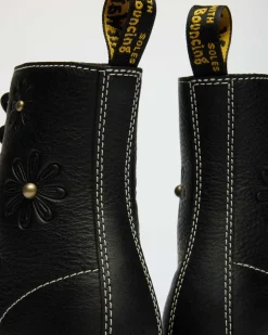 Dr. Martens New And Featured|Floral Styles*1460 Pascal Flower Grizzly Leather Boots in Black Black — Grizzly