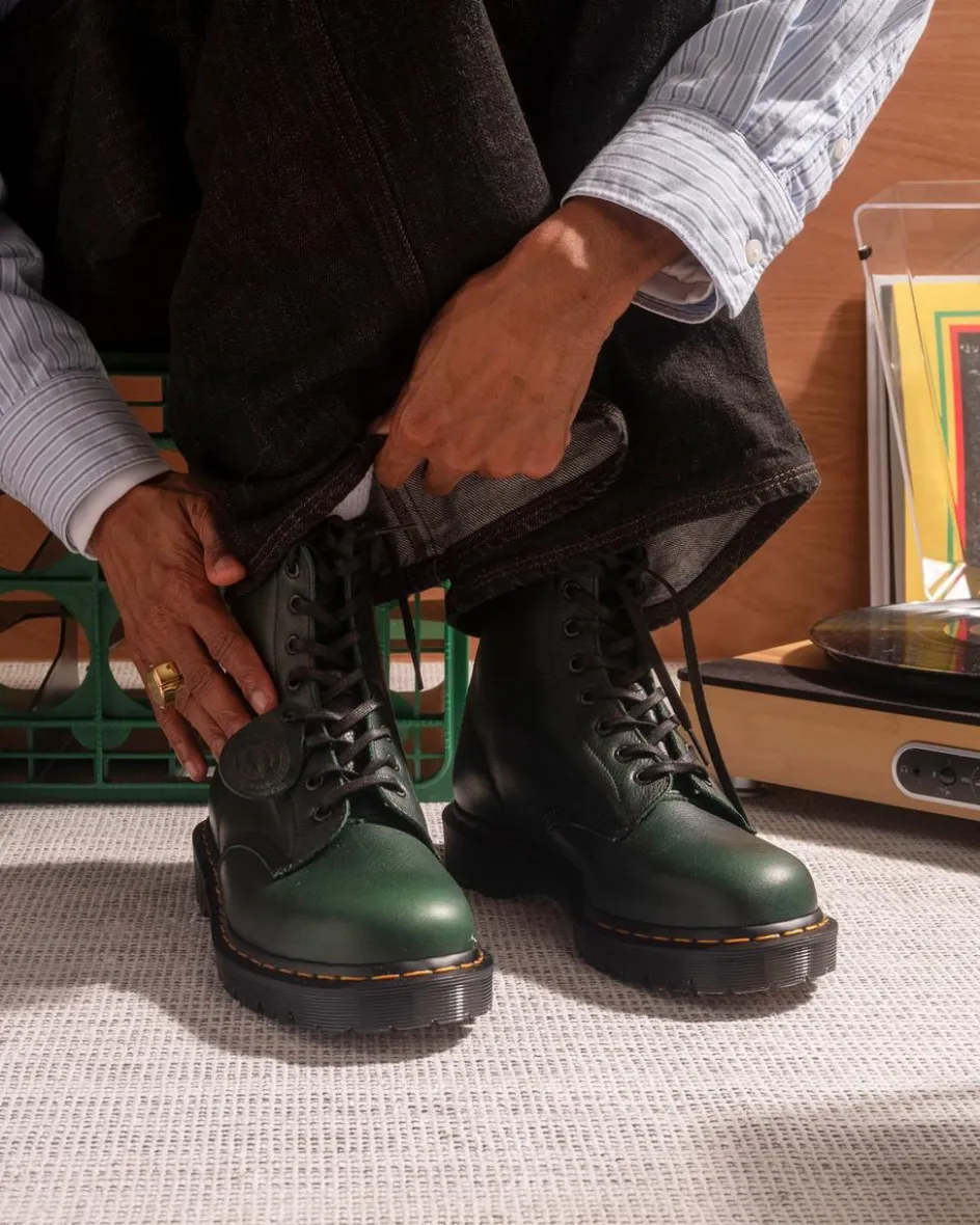 Dr. Martens Originals|New And Featured*1460 Pascal Made in England Buckingham Leather Lace Up Boots in Dms Green DMS GREEN — Buckingham
