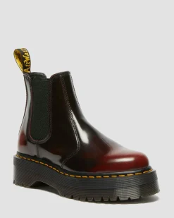 Dr. Martens Last Chance Styles*2976 Quad Arcadia Leather Platform Chelsea Boots in Cherry Red Arcadia Cherry Red Arcadia — Arcadia
