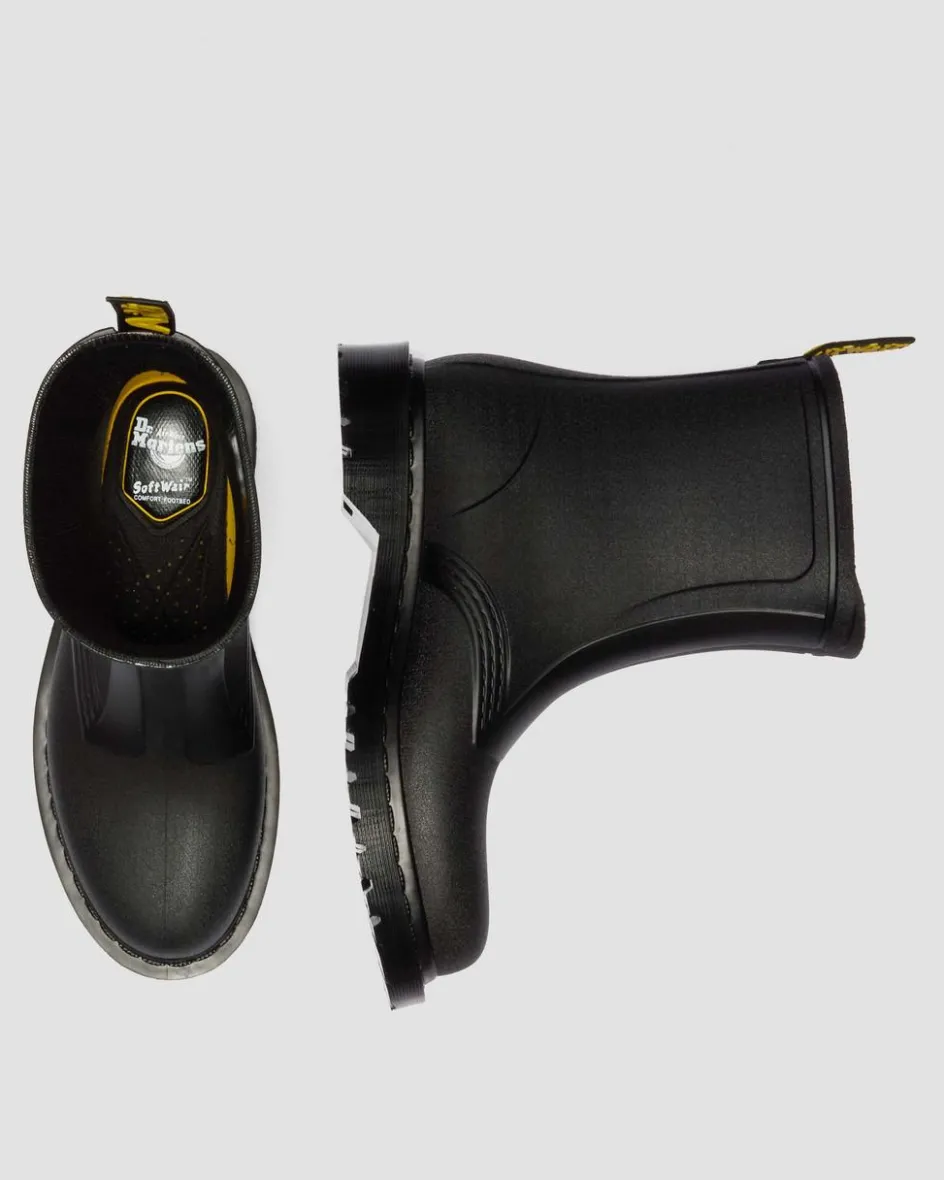 Dr. Martens New And Featured|Boots*1460 Rain Waterproof Boots in Black Pvc Black PVC — PVC