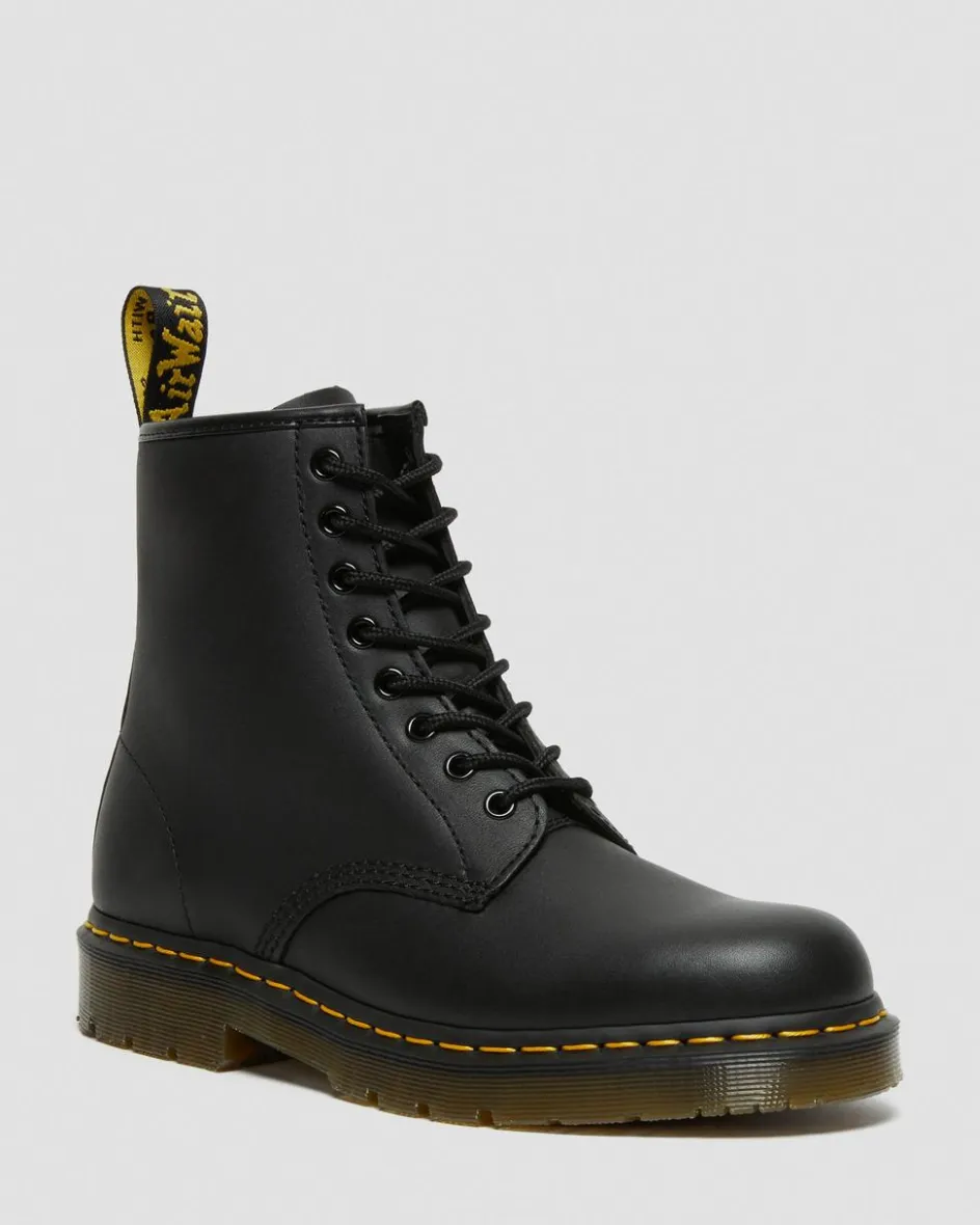 Dr. Martens Slip Resistant|Slip Resistant*1460 Slip Resistant Leather Lace Up Boots in Black Black — Industrial Full Grain