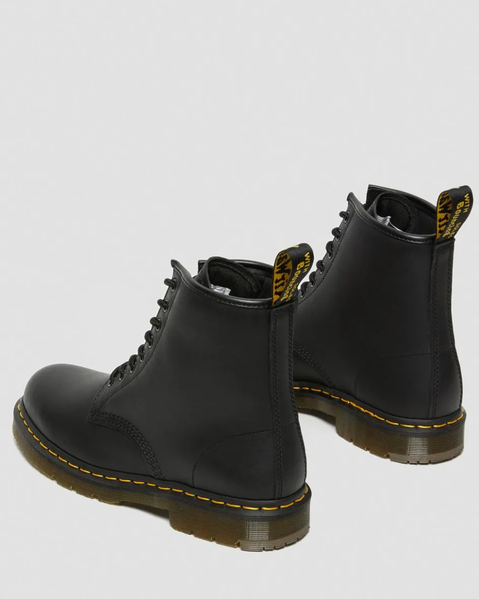 Dr. Martens Slip Resistant|Slip Resistant*1460 Slip Resistant Leather Lace Up Boots in Black Black — Industrial Full Grain
