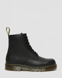 Dr. Martens Slip Resistant|Slip Resistant*1460 Slip Resistant Leather Lace Up Boots in Black Black — Industrial Full Grain
