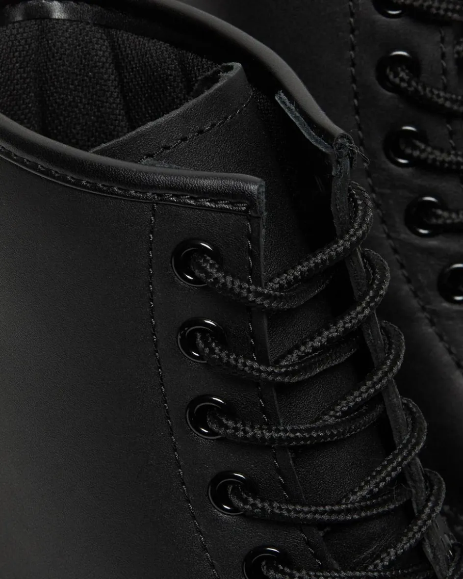 Dr. Martens Slip Resistant|Slip Resistant*1460 Slip Resistant Leather Lace Up Boots in Black Black — Industrial Full Grain