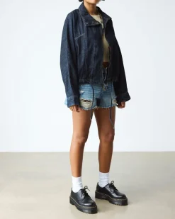 Dr. Martens Stand Tall: Platform Shoes|Shoes*1461 Smooth Leather Platform Shoes in Black Black — Polished Smooth