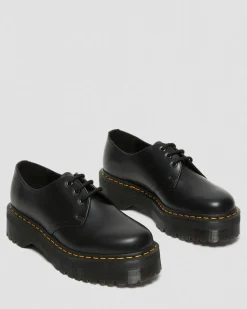 Dr. Martens Stand Tall: Platform Shoes|Shoes*1461 Smooth Leather Platform Shoes in Black Black — Polished Smooth