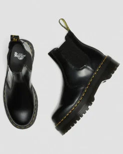 Dr. Martens New And Featured|Boots*2976 Smooth Leather Platform Chelsea Boots in Black Black — Polished Smooth