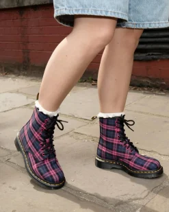 Dr. Martens Last Chance Styles*1460 Tartan Lace Up Boots in Pink Multi PINK MULTI — Tartan