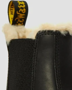 Dr. Martens Originals|Chelsea Boots*2976 Women's Faux Fur Lined Chelsea Boots in Black Black — Burnished Wyoming