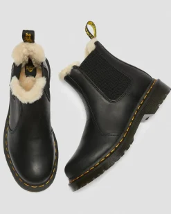 Dr. Martens Originals|Chelsea Boots*2976 Women's Faux Fur Lined Chelsea Boots in Black Black — Burnished Wyoming