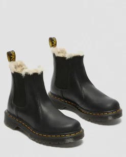 Dr. Martens Originals|Chelsea Boots*2976 Women's Faux Fur Lined Chelsea Boots in Black Black — Burnished Wyoming