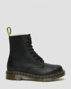 Dr. Martens Originals|Winter Boots*1460 Women's Faux Fur Lined Lace Up Boots in Black Black — Burnished Wyoming