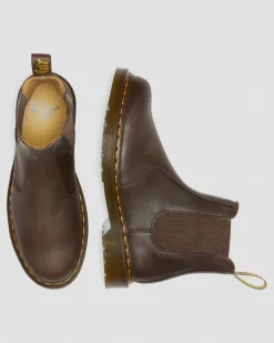 Dr. Martens Originals|Boots*2976 Yellow Stitch Crazy Horse Leather Chelsea Boots in Dark Brown Dark Brown — Crazy Horse
